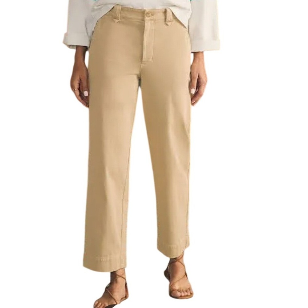 Faherty Womens Coastline Stretch Chino Pant Organic Cotton Straight Leg Tan 10 M